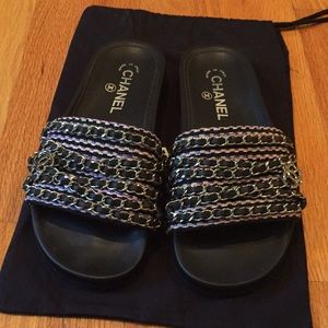 Chanel Tropiconic Pink and Black Sandals